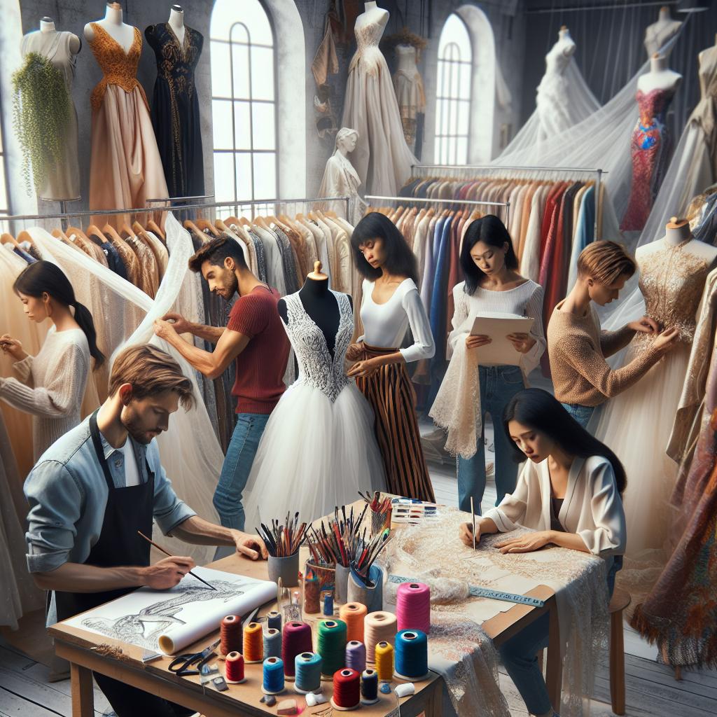 "Ukrainian designers crafting gowns"