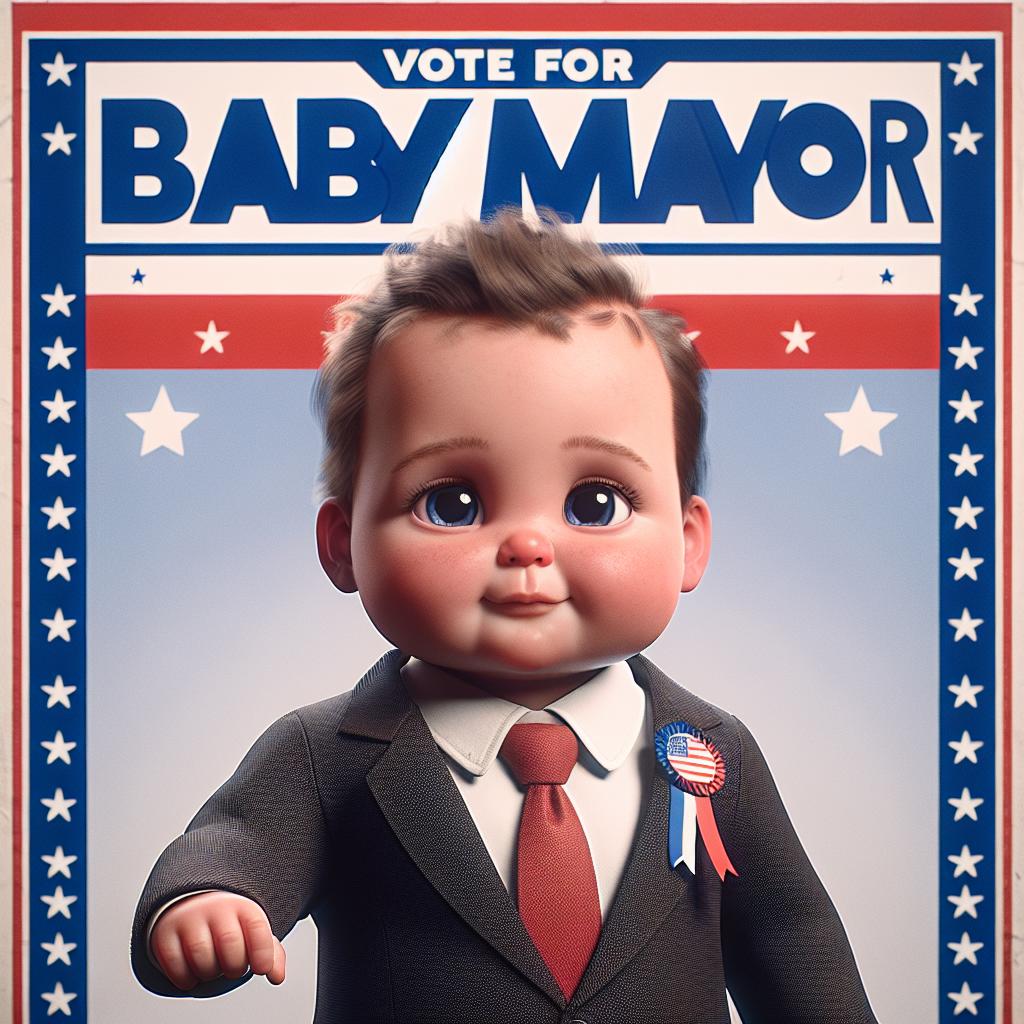 Baby mayor campaign poster.