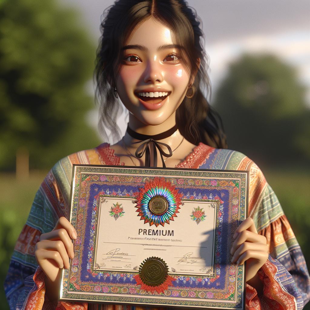 Child holding award certificate