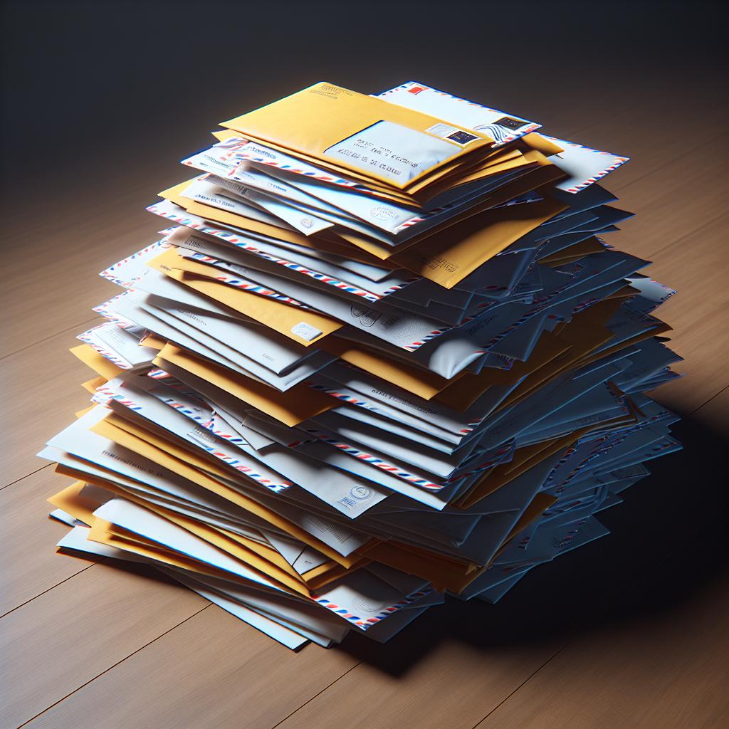 "Stack of sorted mail"