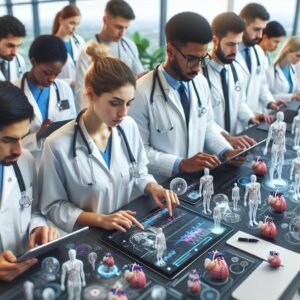 Medical students using technology.