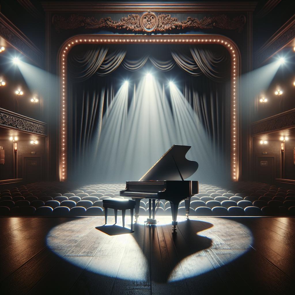 Piano on empty stage
