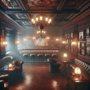 Vintage speakeasy interior design.