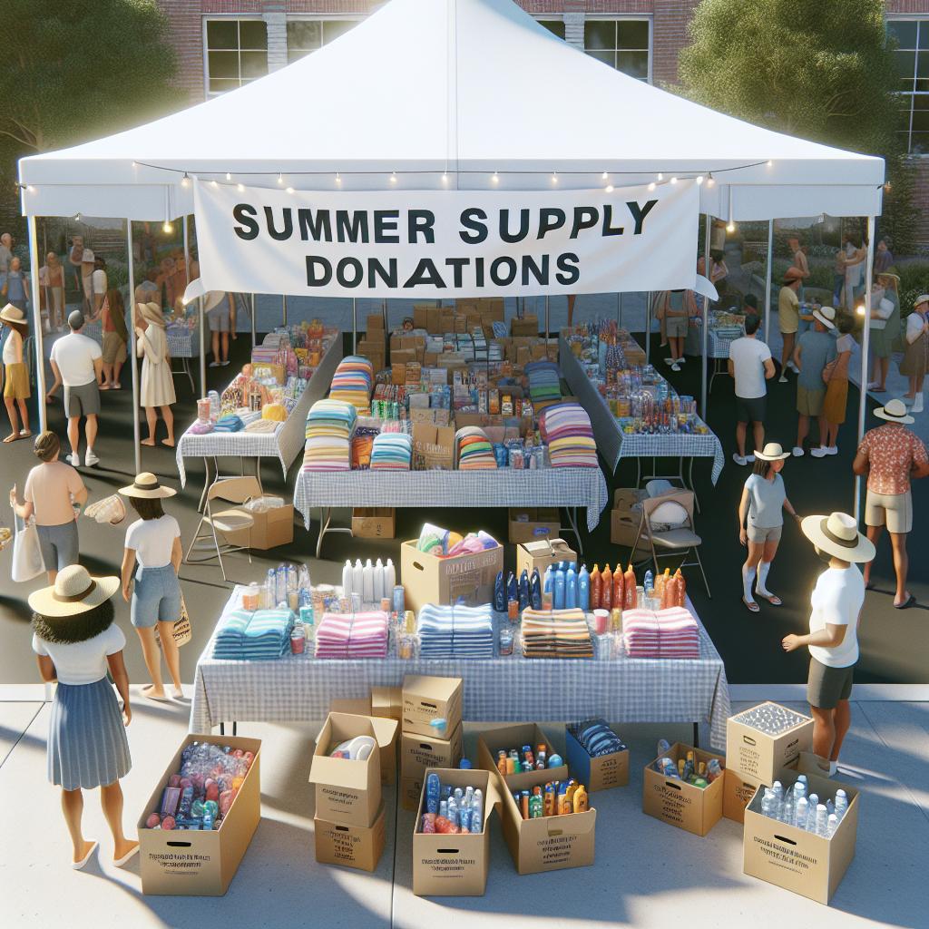 Summer supply donations display.