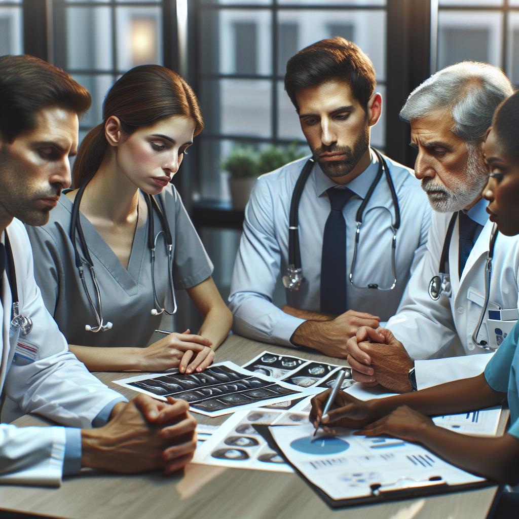 Medical team discussing data