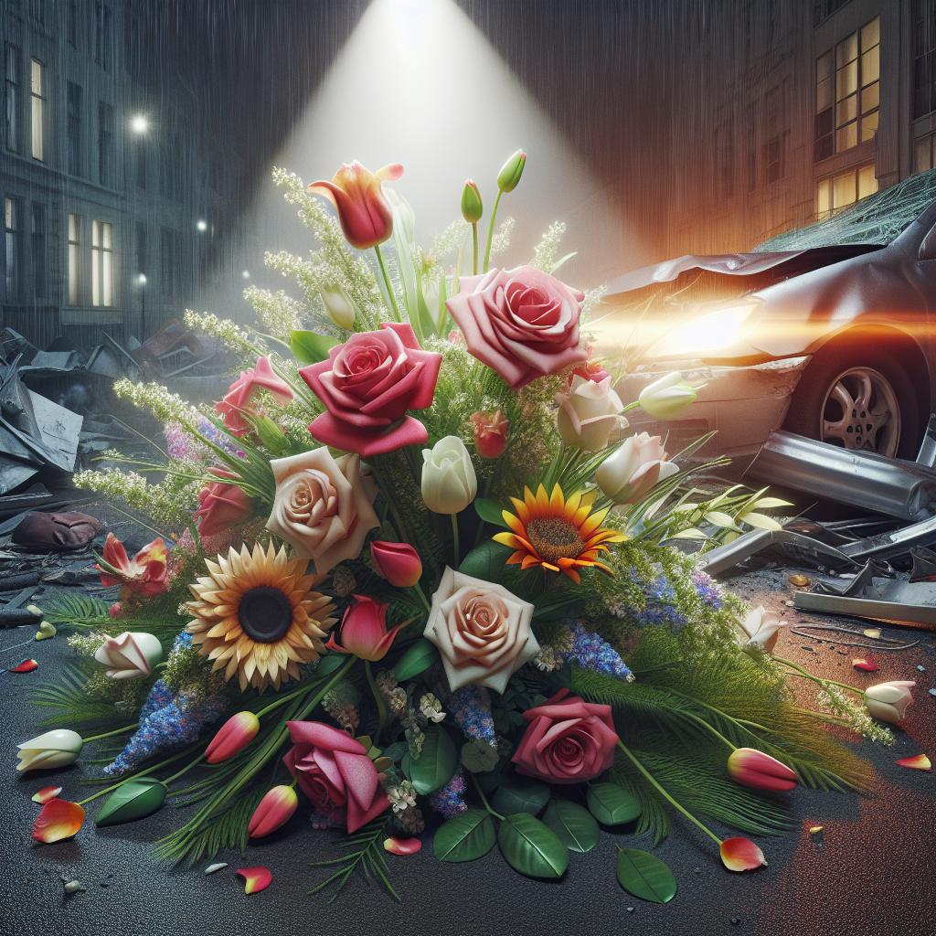 Flowers at accident site