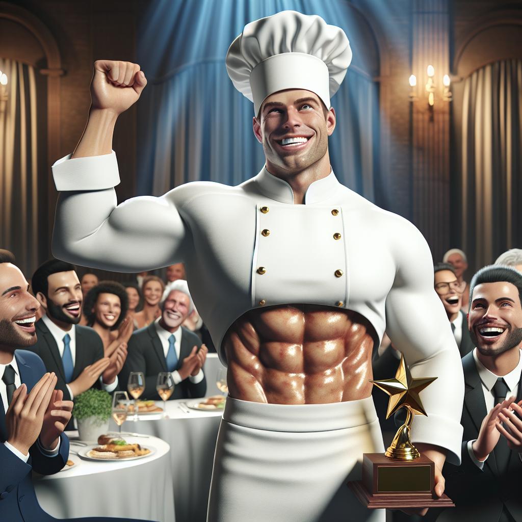 Celebrity chef receiving award.