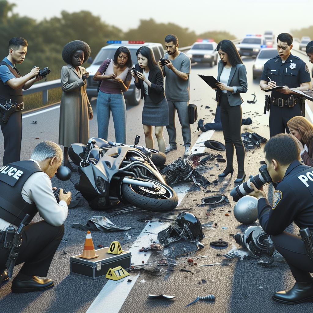 Motorcycle accident reconstruction scene