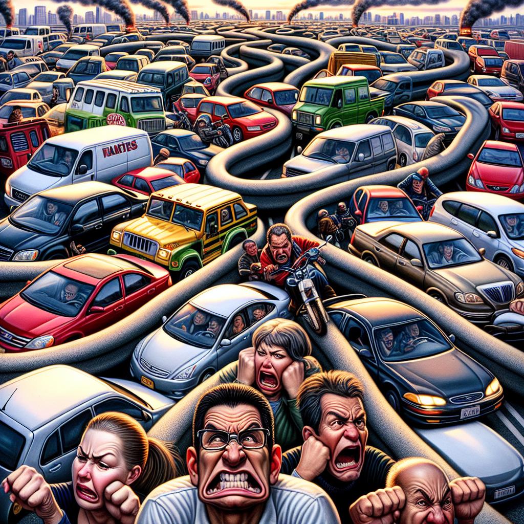Traffic congestion frustration illustration
