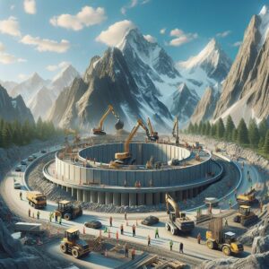 "Mountain roundabout construction concept"