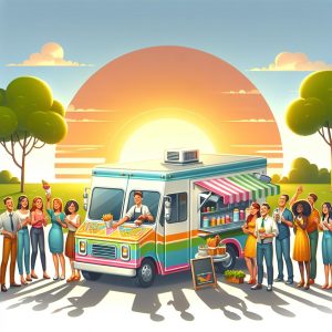 Food truck farewell illustration.