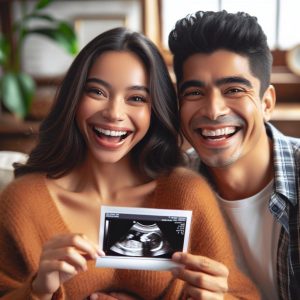 Joyful couple ultrasound reveal