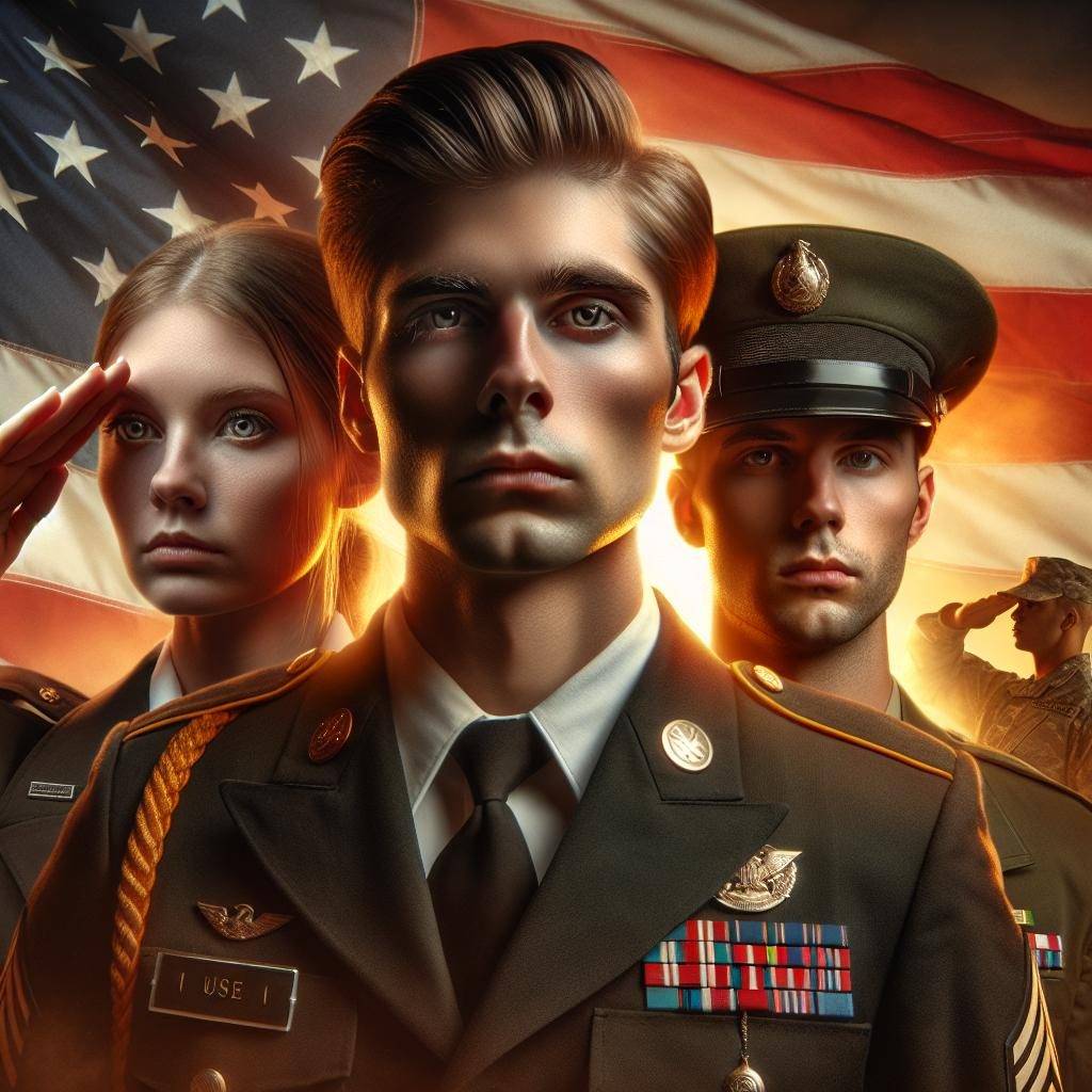 Patriotic military tribute portrait.