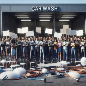 Car wash protest demonstration.