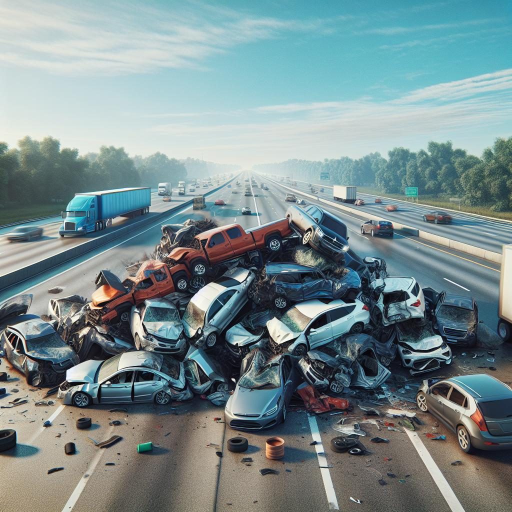 Car pileup on highway