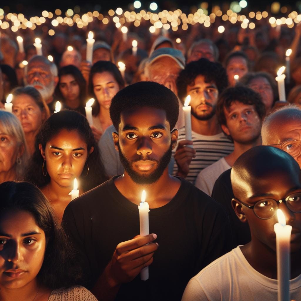 Mourners at candlelight vigil