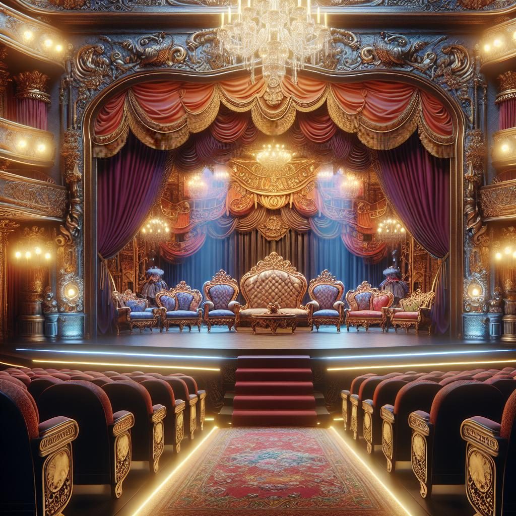 Vibrant theater stage sets.