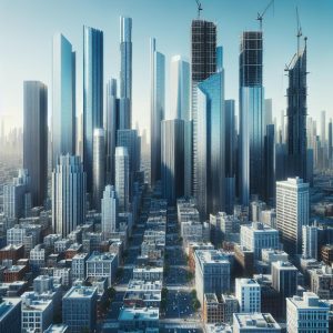 "Skyscrapers in evolving city"