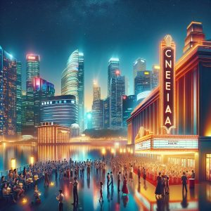 Cityscape cinema celebration illustration