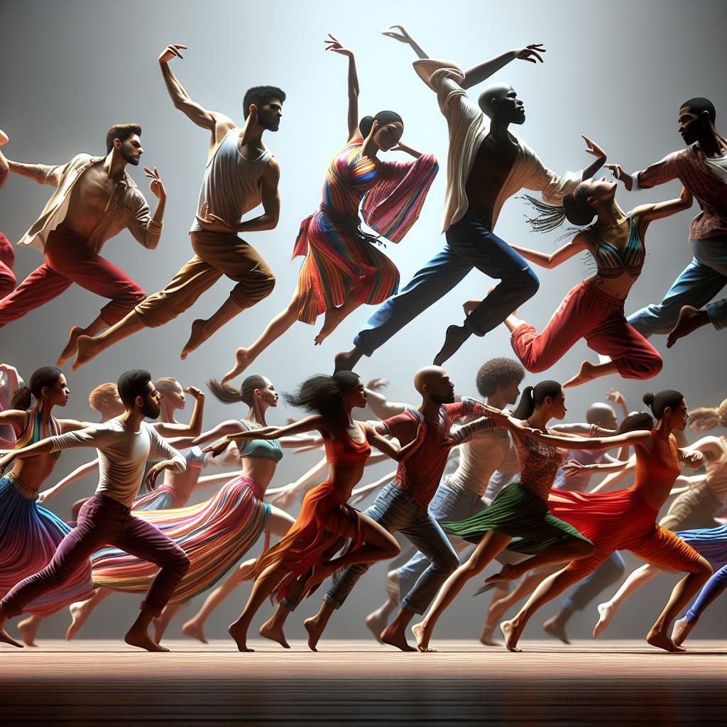 Colorful dance troupe performance.