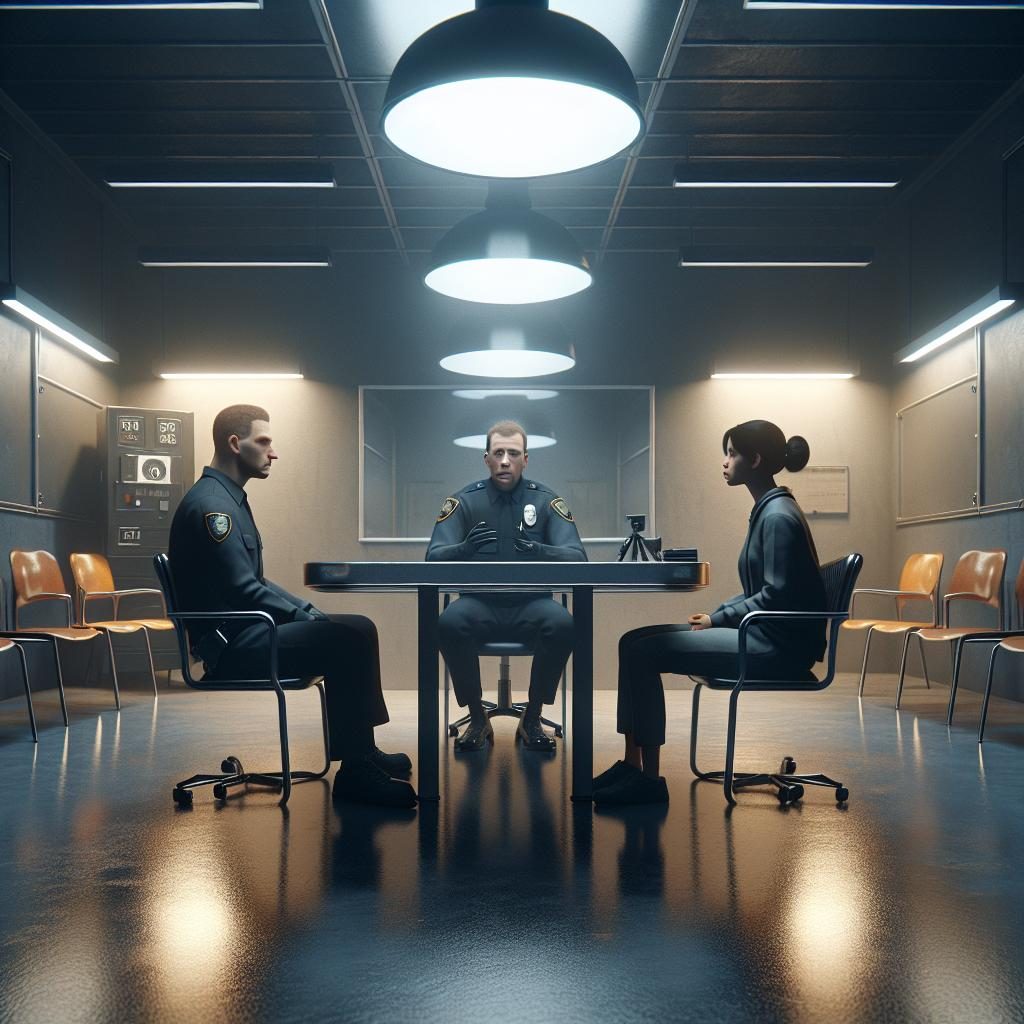 Police interrogation room scene.