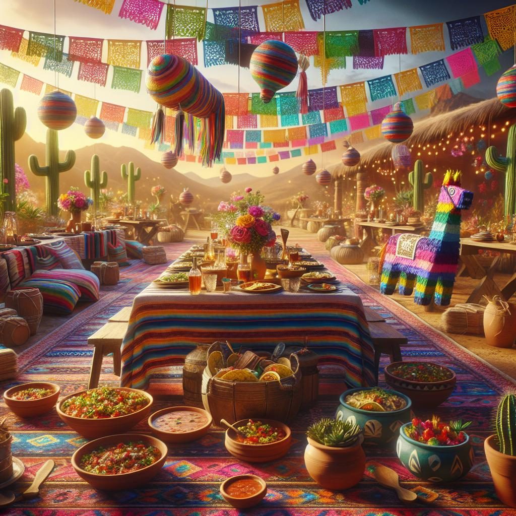 Colorful Tex-Mex Fiesta Illustration.