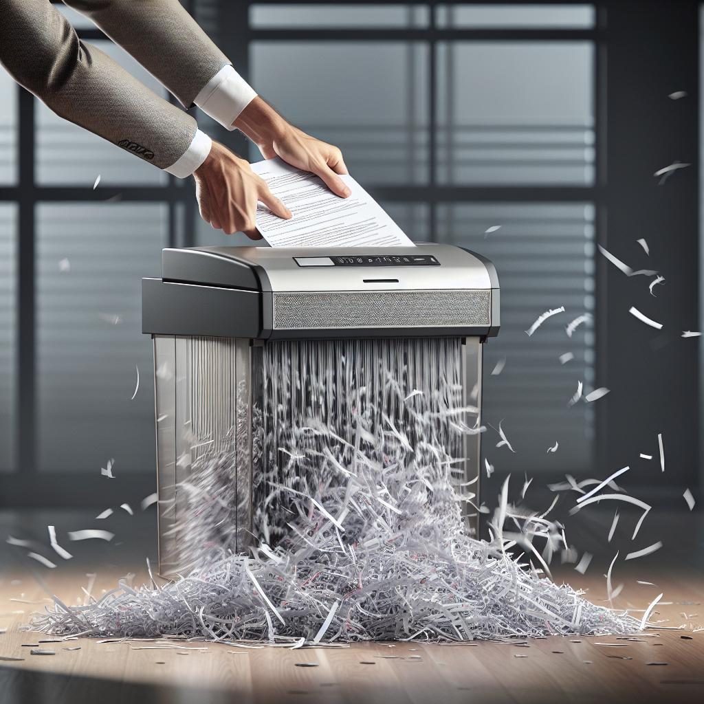 Shredding sensitive documents securely.