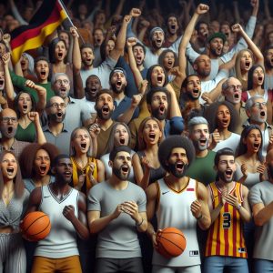 Basketball fans cheering