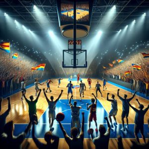 Basketball arena celebration