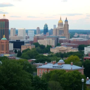 Skyline of Birmingham Alabama reflecting political changes.