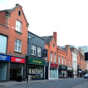 A view of Birmingham showcasing both closed and open businesses.