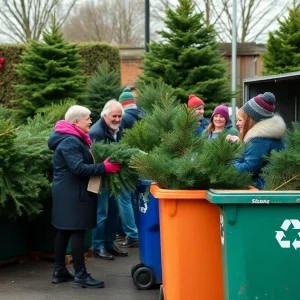 Residents recycling Christmas trees in Birmingham