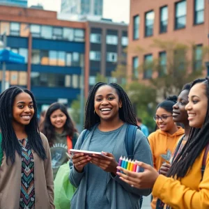 Illustration of Birmingham leaders engaging with the community