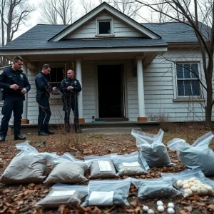 Police conducting a drug bust operation in Birmingham