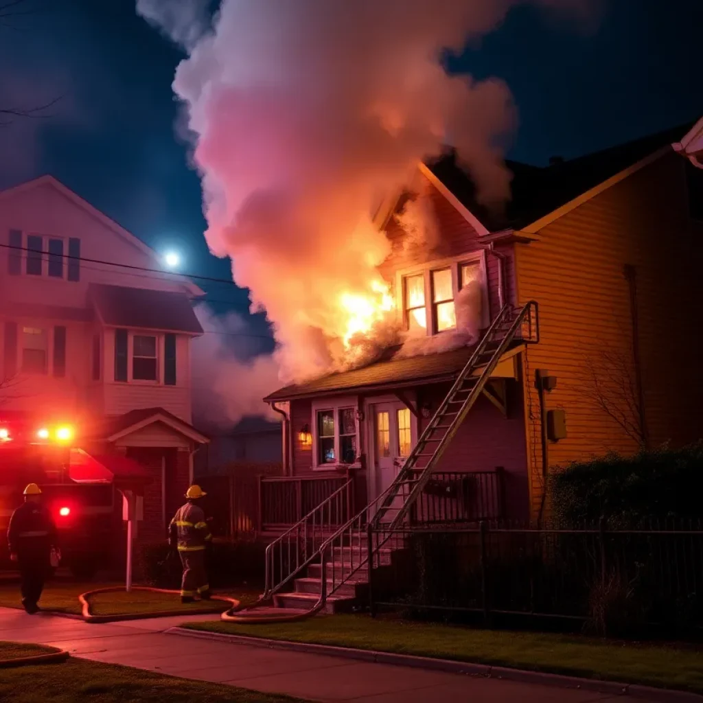 Firefighters responding to a house fire in Birmingham.