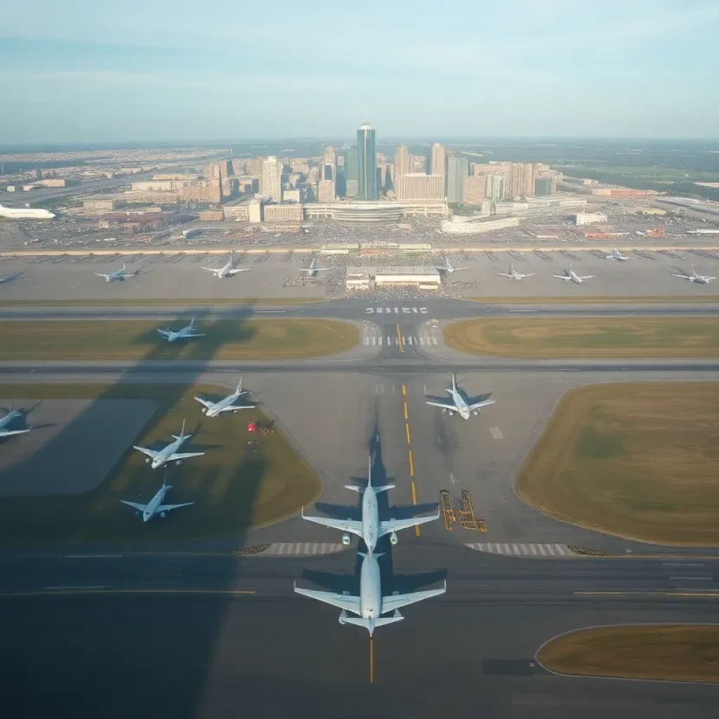 Aerial view comparing Birmingham and Atlanta airports