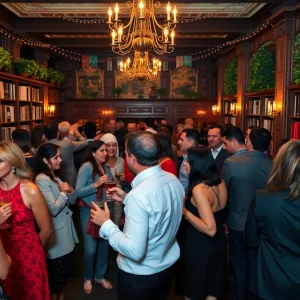 Guests enjoying classic cocktails at Birmingham library event