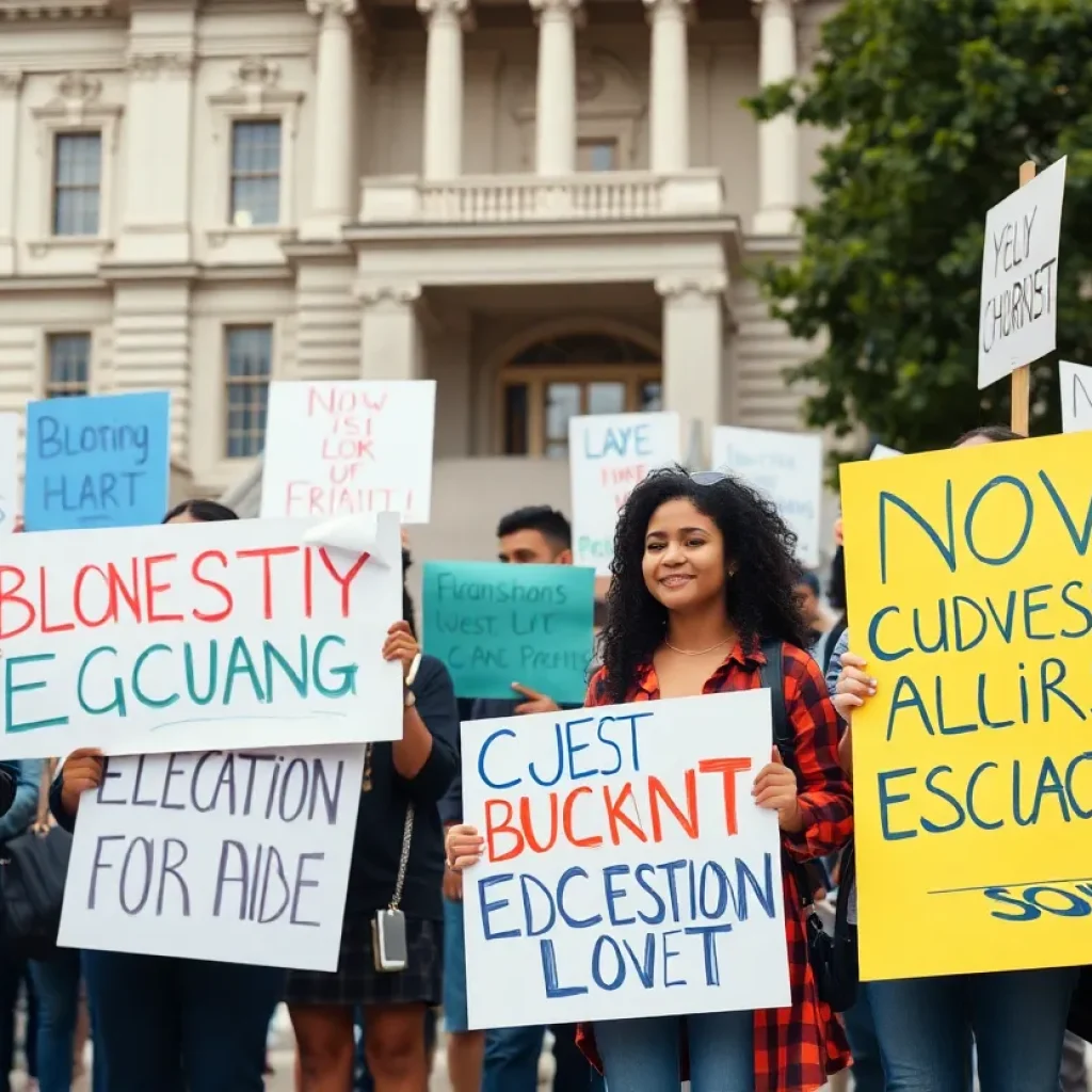 College students and professors protesting against Alabama SB129 law