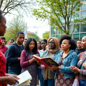 A diverse group of community members in Birmingham participating in initiatives to promote safety and empowerment.