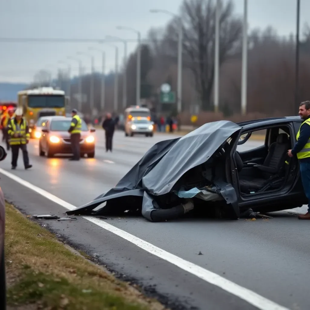 Emergency responders at the scene of a vehicle crash