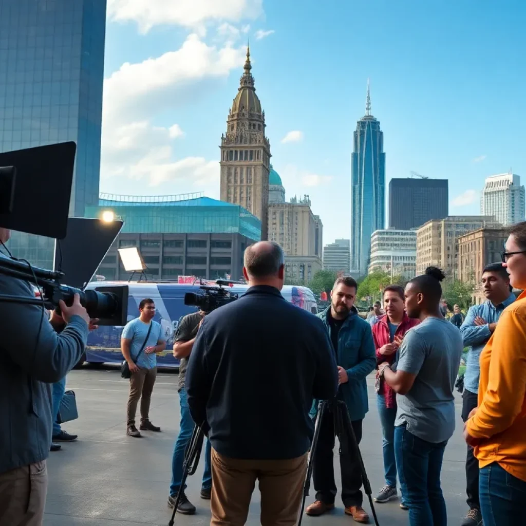 Local film set in Birmingham depicting actors and crew