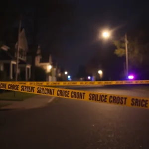 Crime scene tape in a Birmingham neighborhood