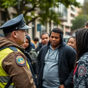 Birmingham police officer engaging with community members