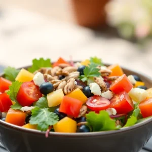 Vibrant salad bowl filled with fresh ingredients