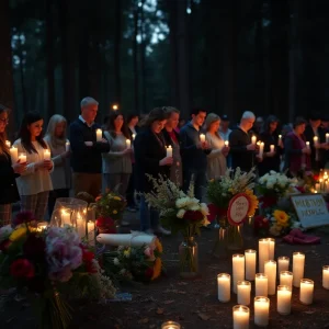 Community members gather for a vigil in memory of a deceased individual.