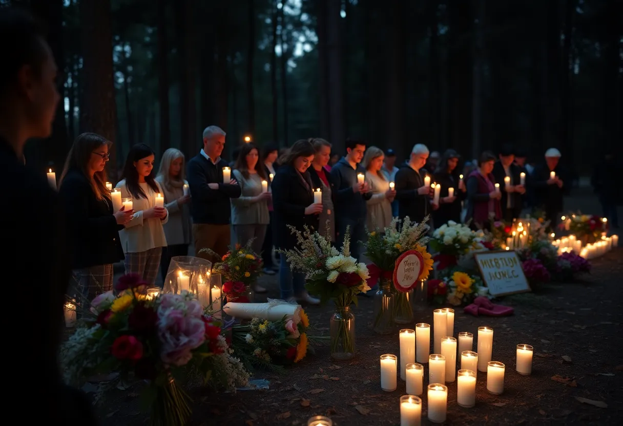 Community members gather for a vigil in memory of a deceased individual.