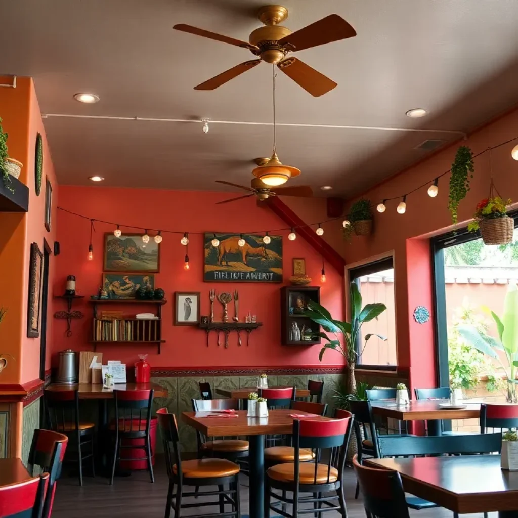 Interior view of El Royale Cafe with colorful decor