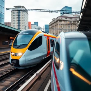 A high-speed train at a Birmingham station ready for departure