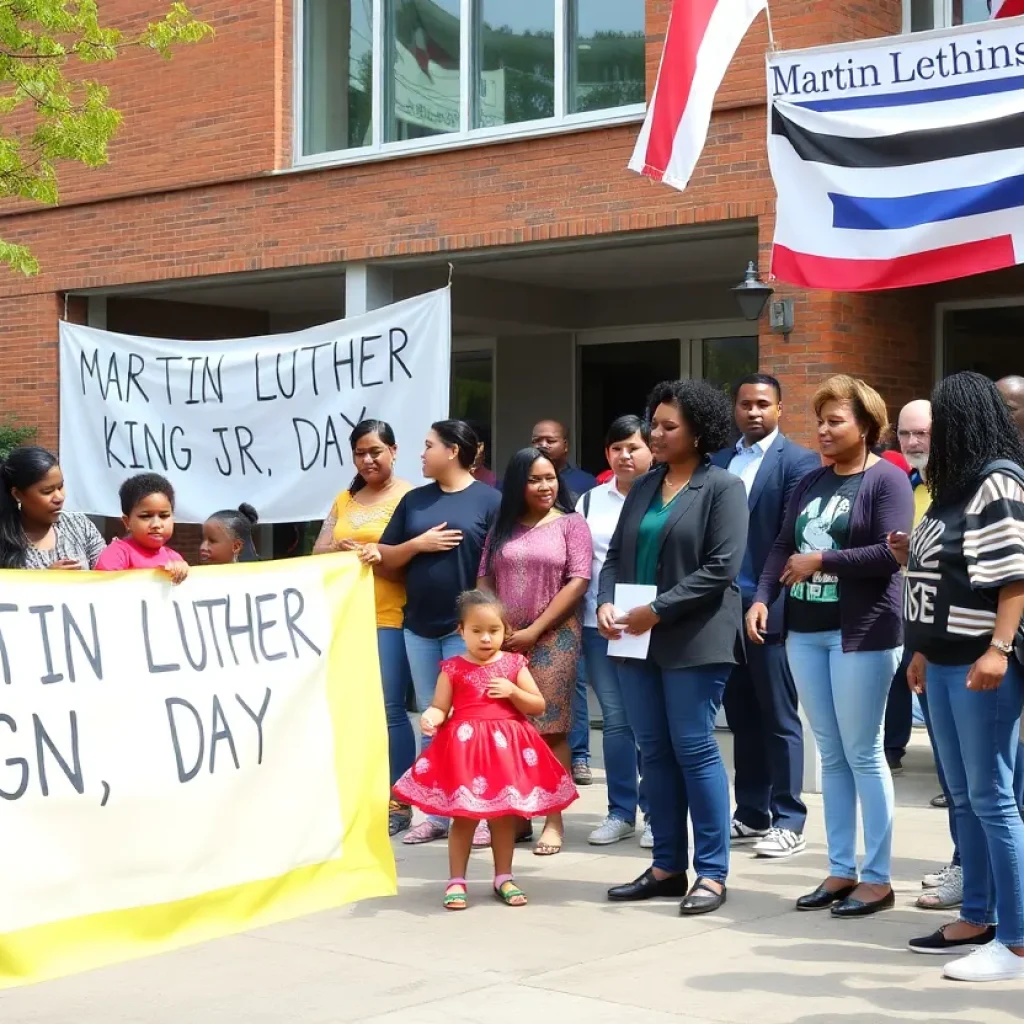 Community members celebrating Martin Luther King Jr Day in Birmingham