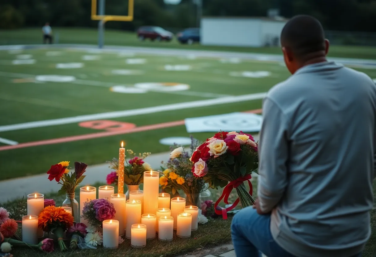 Candlelight vigil for the fallen football player